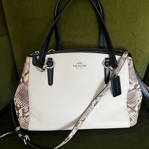 Coach White and Black Snakeskin Accent Women's Bag